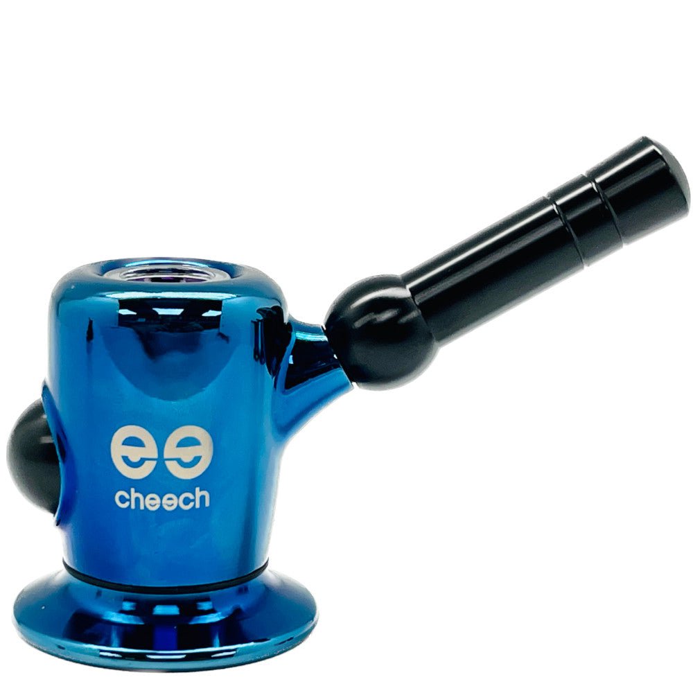 Cheech Glass Pipe Blue Metal Wrapped Mini Bubbler