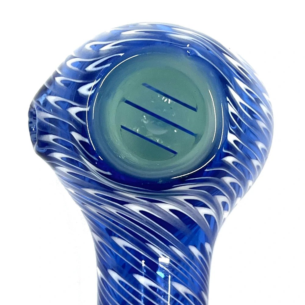 Fat Buddha Glass Pipe Blue Slotted Bowl Pipe