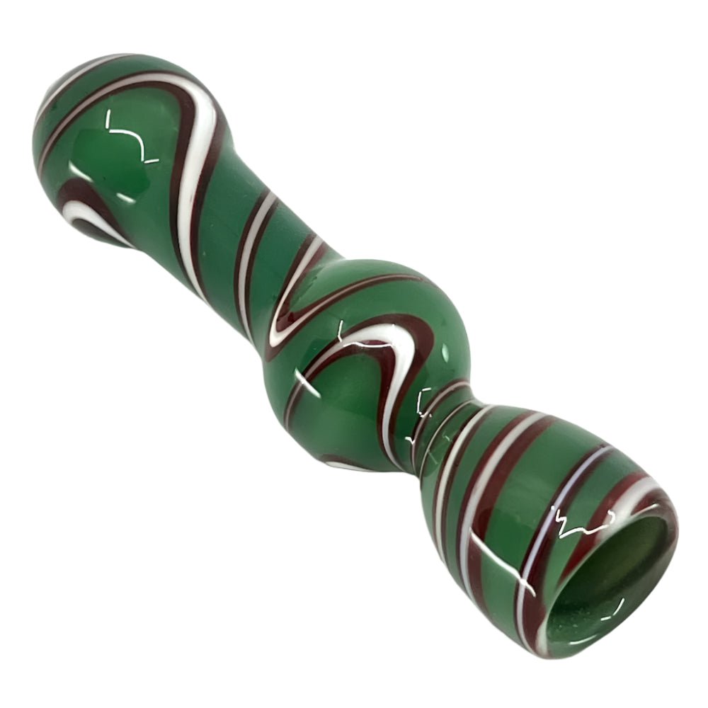 Fat Buddha Glass Pipe Green Stacked Chillum Pipe