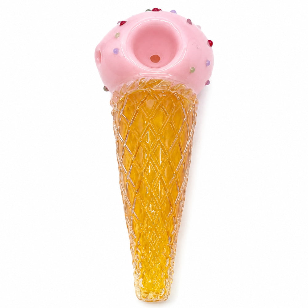 Fat Buddha Glass Pipe Pink Ice Cream Hand Pipe