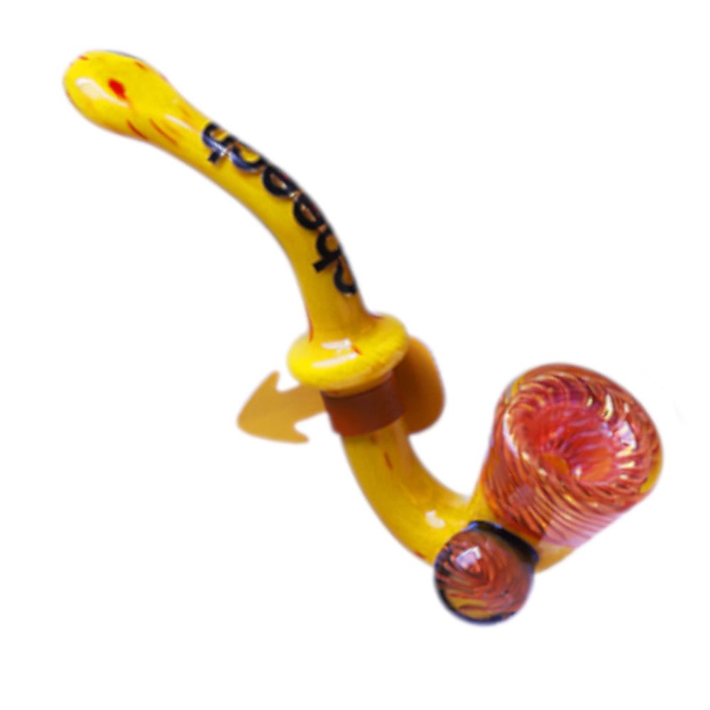 Cheech Glass Pipe Yellow Fumed Marble Sherlock Pipe