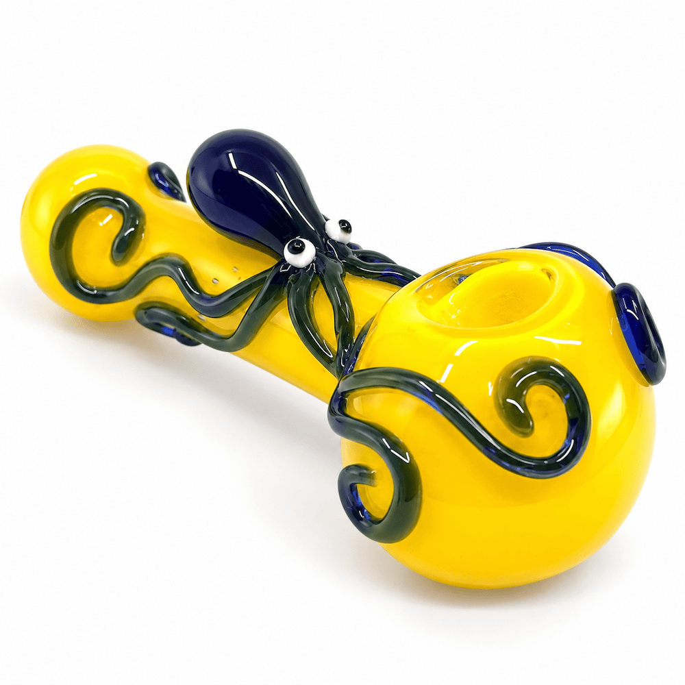 Fat Buddha Glass Pipe Yellow Octo Boss Pipe