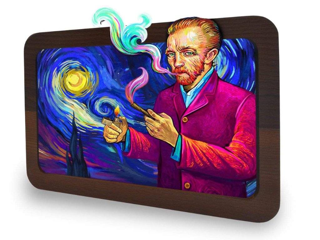 3D Smoky Night Tray Fat Buddha Glass