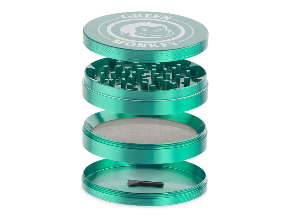 Green 4inch Capuchin Grinder Fat Buddha Glass