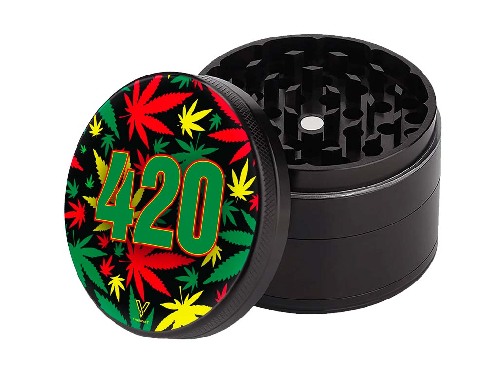 420 Rasta Grinder Fat Buddha Glass