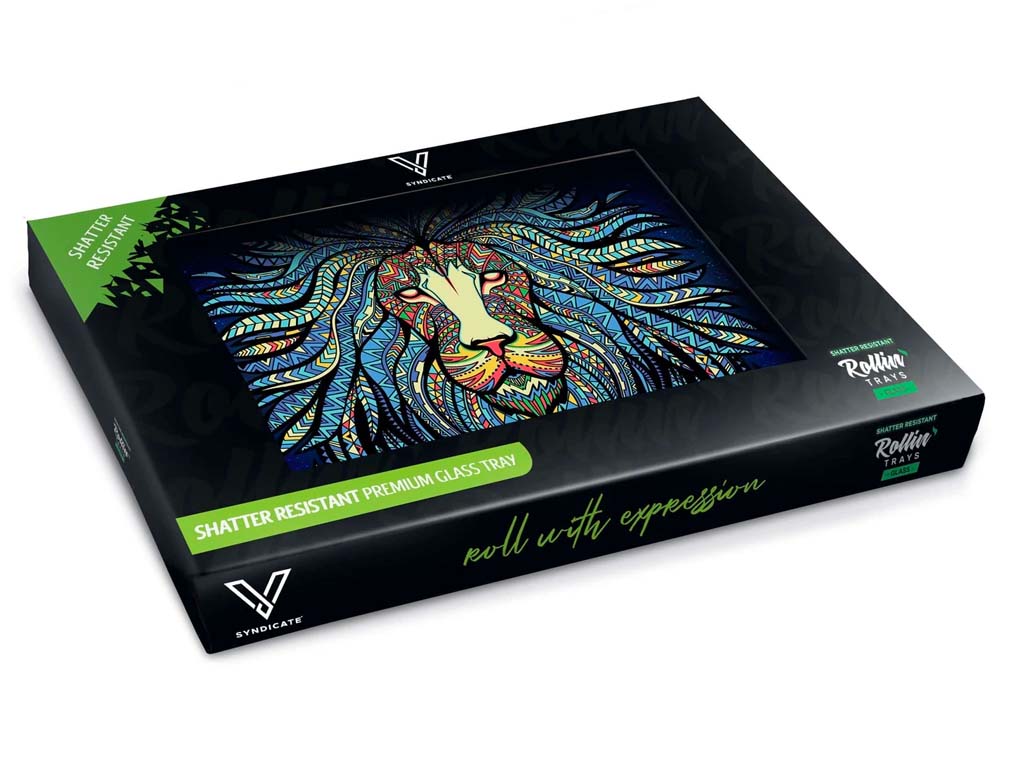 V Syndicate Accessories Medium Glass Tray Tribal Lion