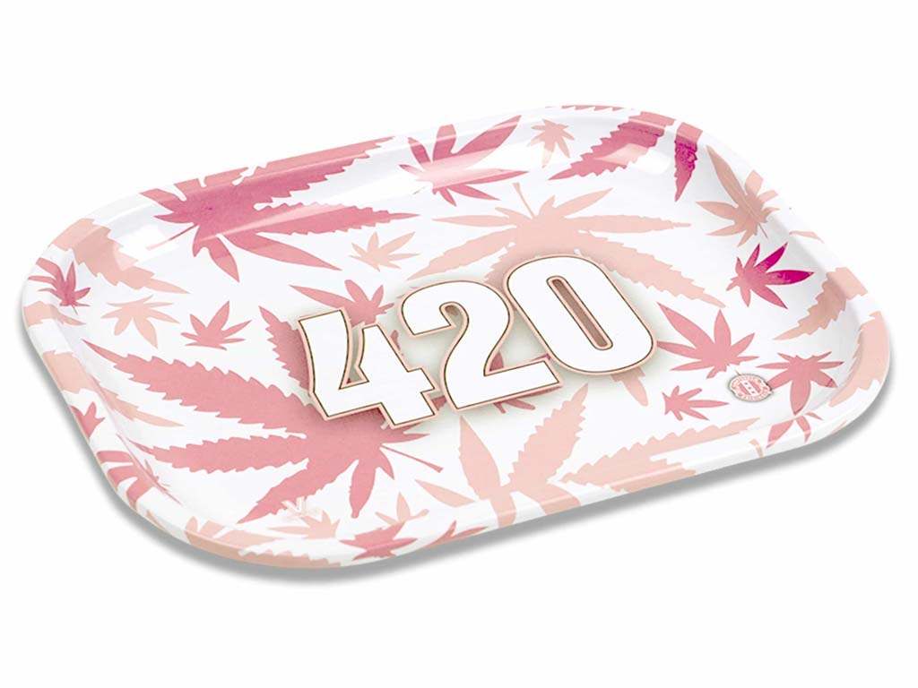 420 Pink Metal Tray Fat Buddha Glass