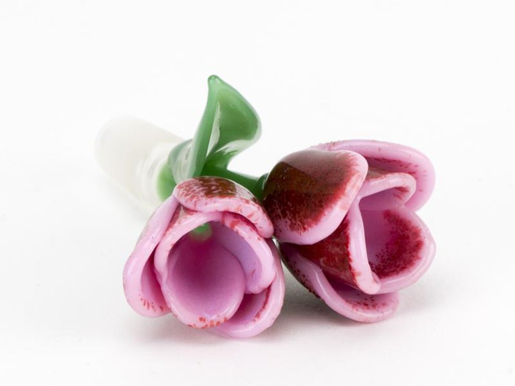 Pink Tulip Fat Buddha Glass