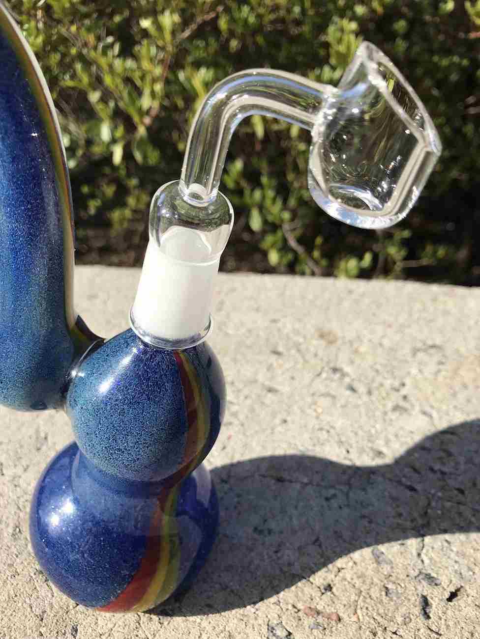 Fat Buddha Glass Blue Rasta Bubbler with 14mm Quartz Banger