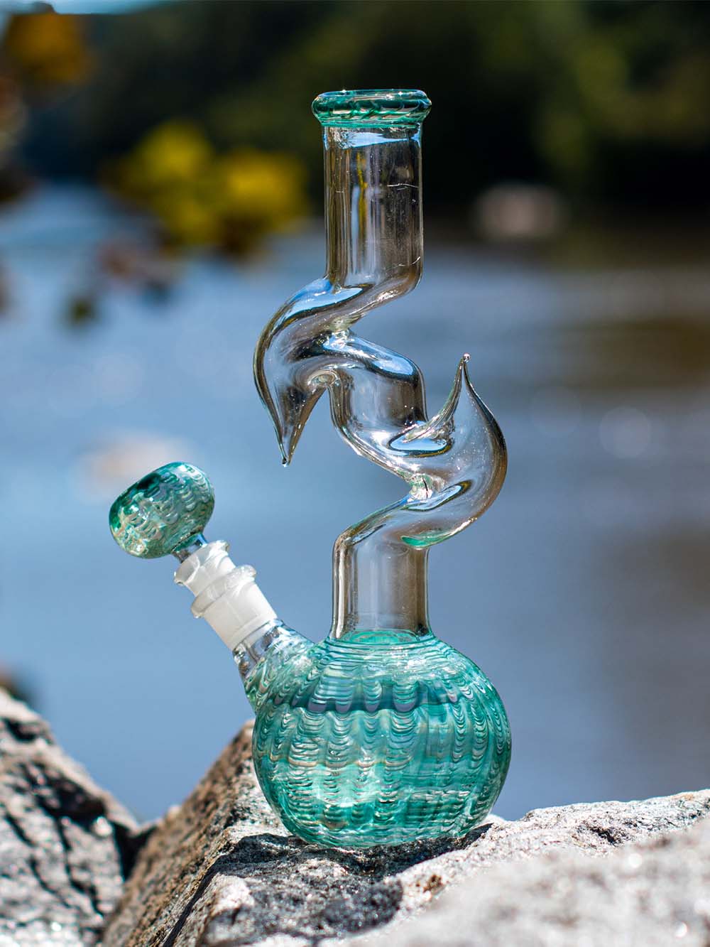 Zig Zag Handle Bong Fat Buddha Glass