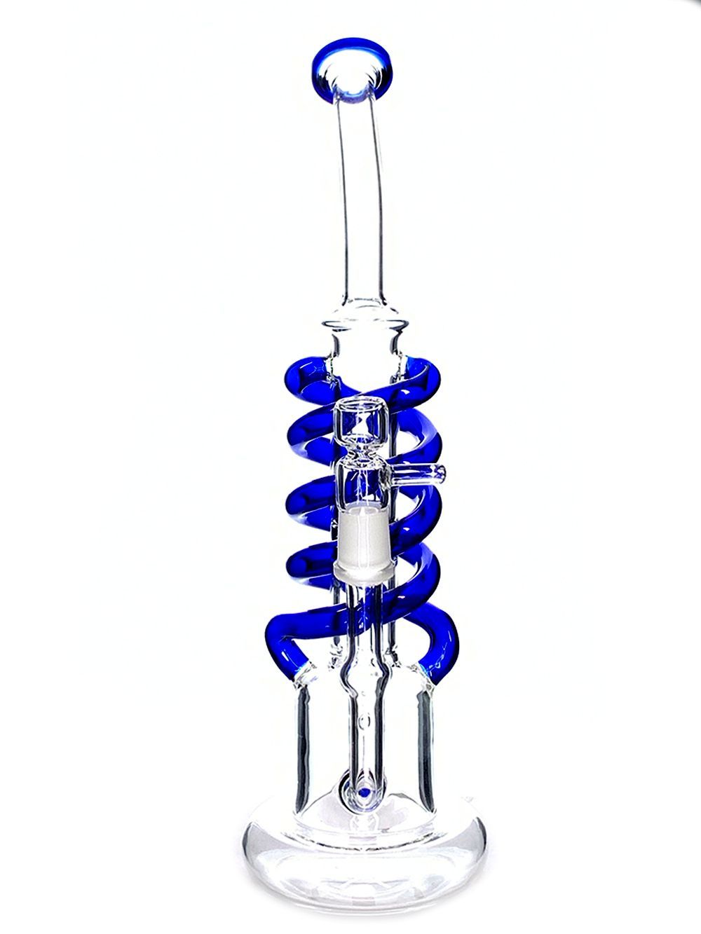Blue Recycler Spiral Fat Buddha Glass