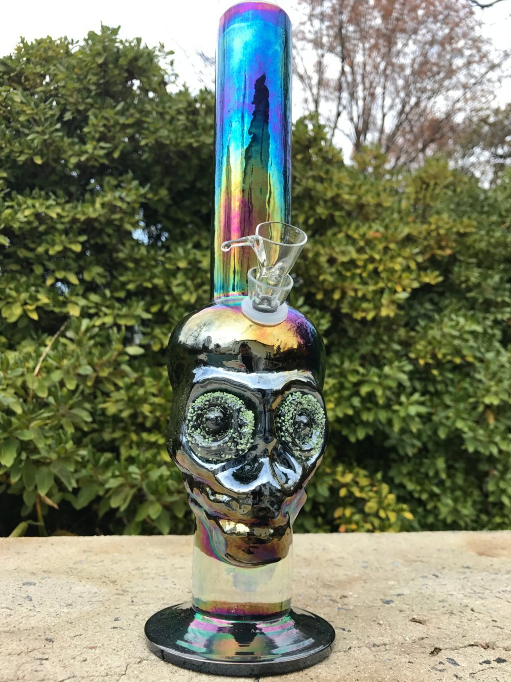 Fumed Black Skull with Glow in the DARK EYES