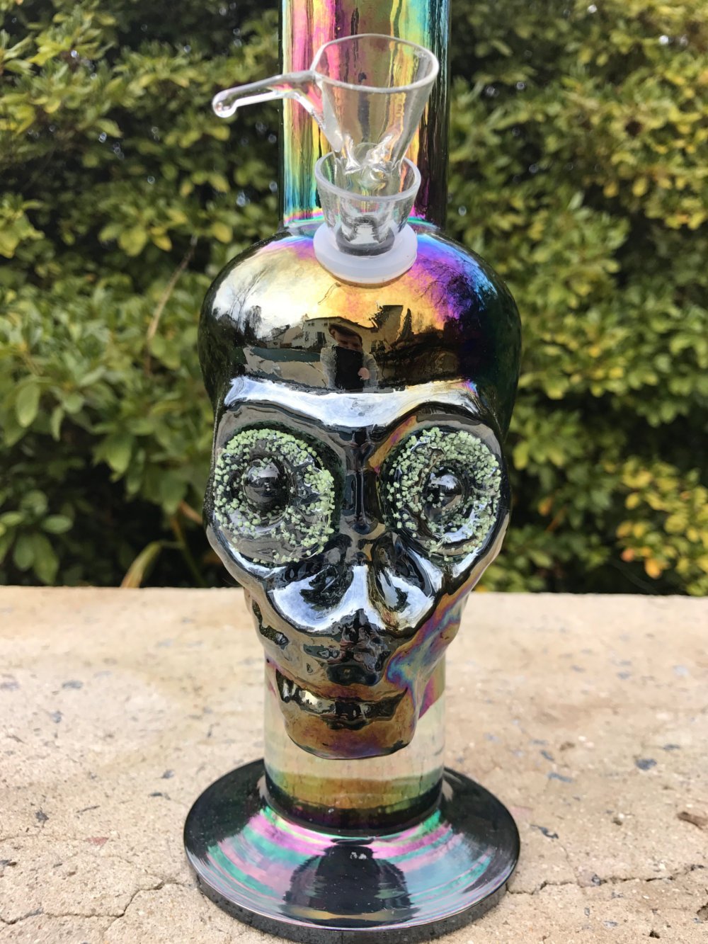 Fumed Black Skull with Glow in the DARK EYES