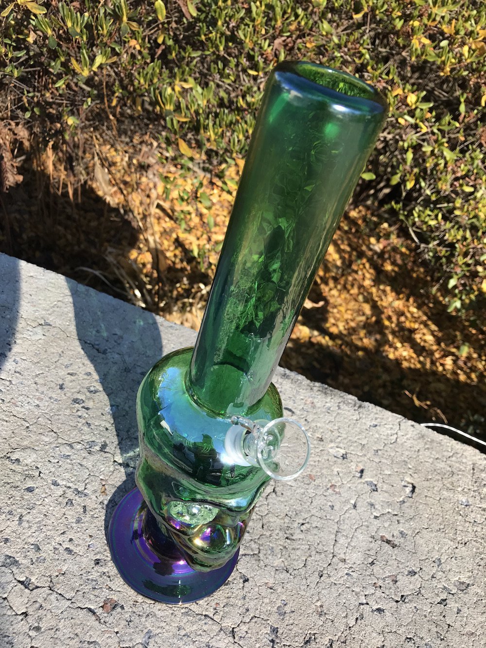 Fumed Green Skull with Glow in the DARK EYES