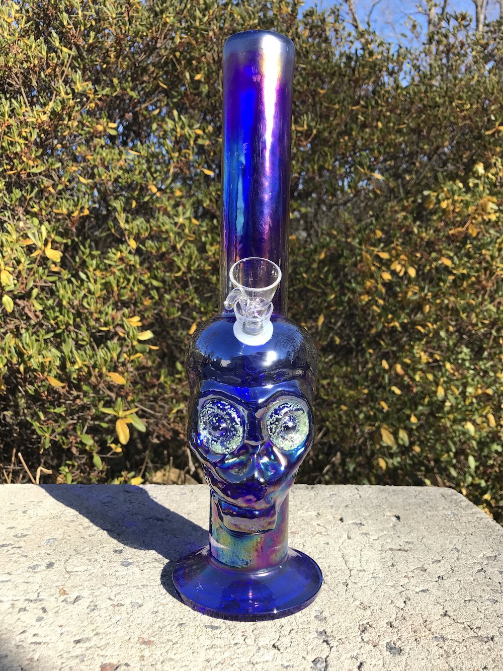 Fumed Purple Skull with Glow in the DARK EYES