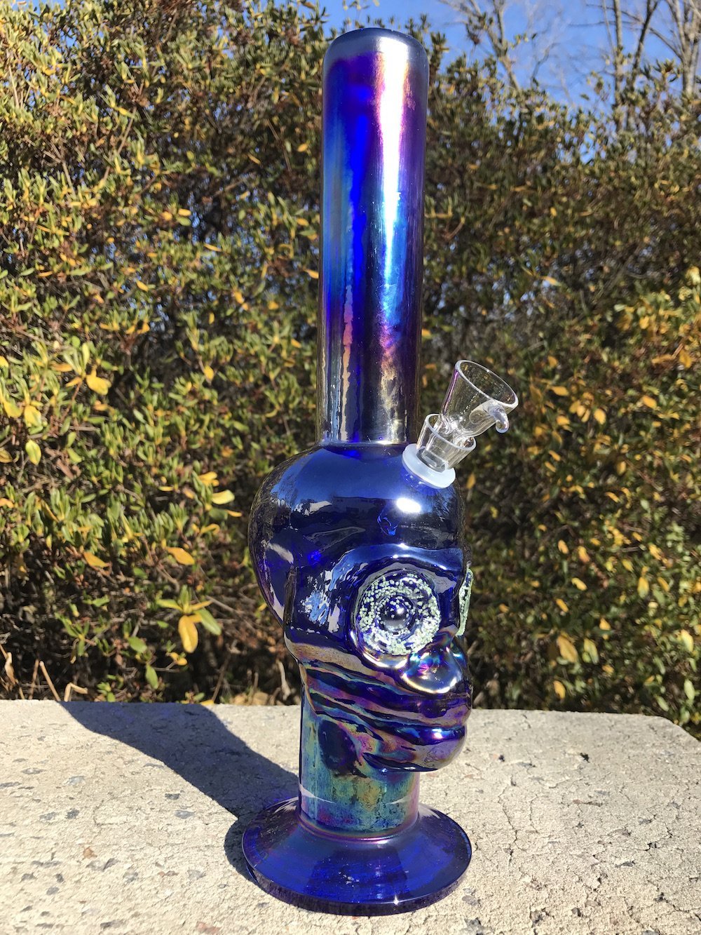 Fumed Purple Skull with Glow in the DARK EYES