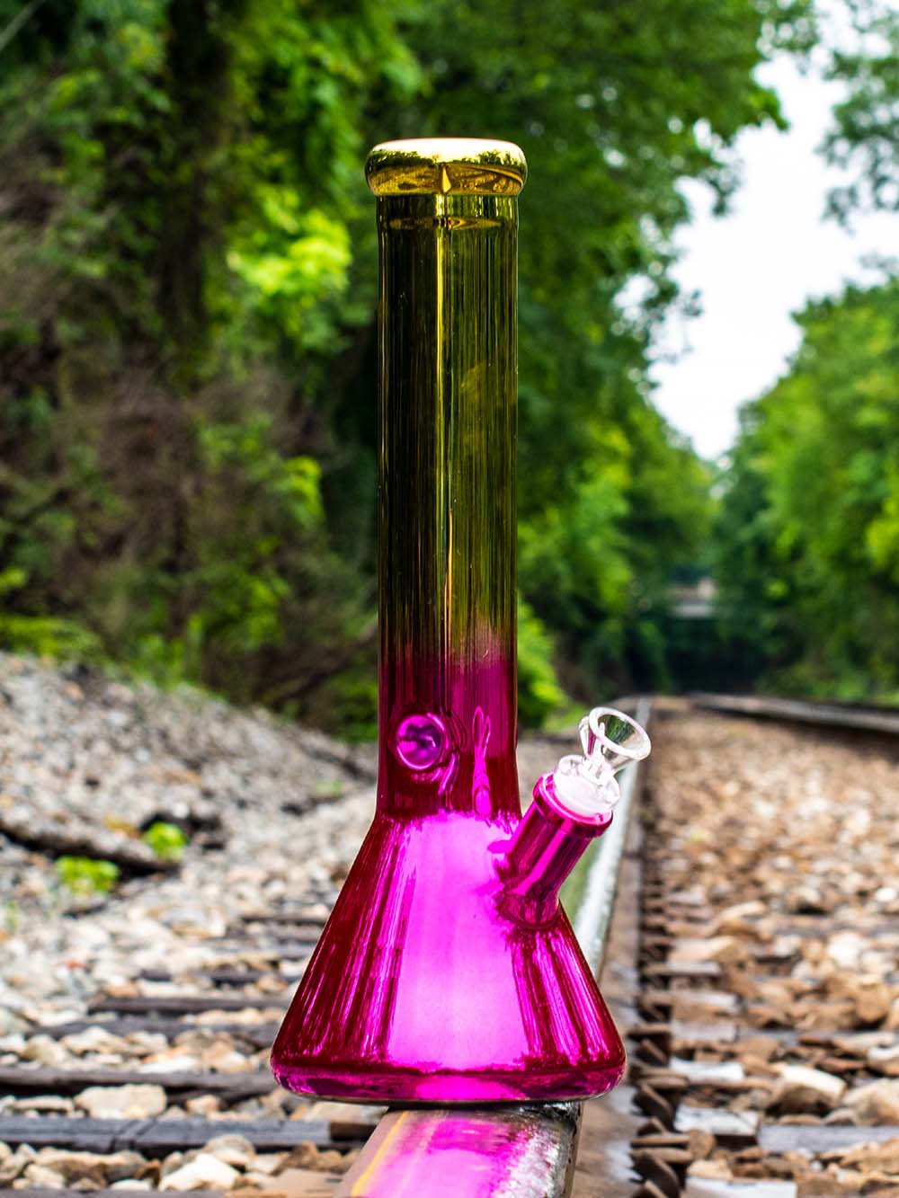 Pink 14" Night Life Bong Fat Buddha Glass