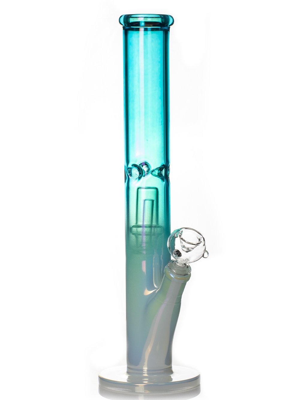 Iridescent Straight Tube Bong Fat Buddha Glass