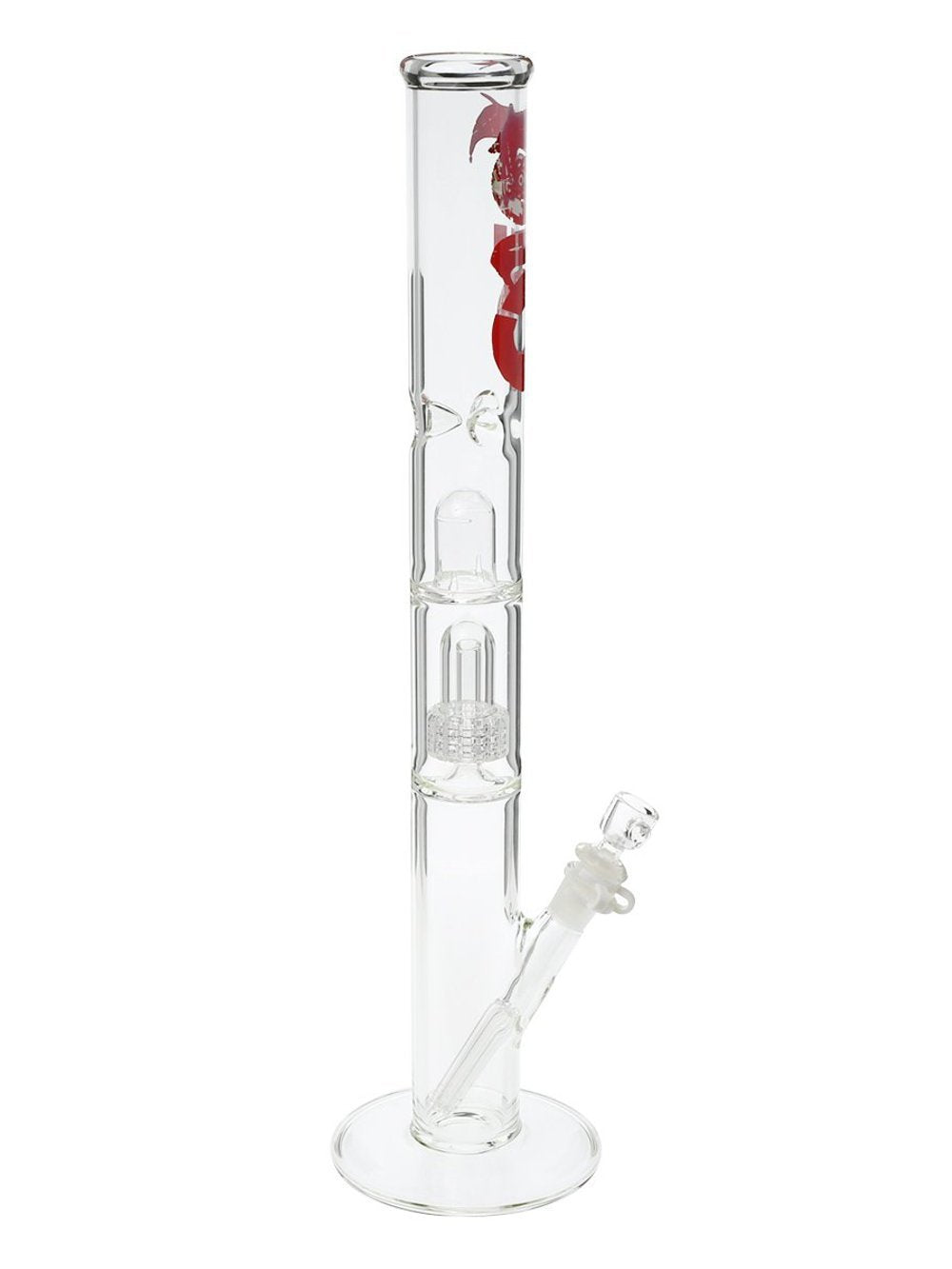 Red BIO Matrix Straight Bong Fat Buddha Glass