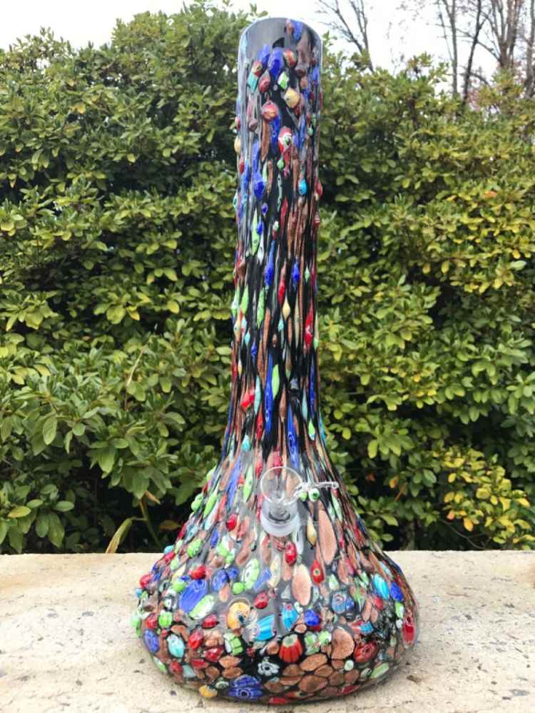 5 Pound 3D Milli Glass Bong GW3 Black Fat Buddha Glass