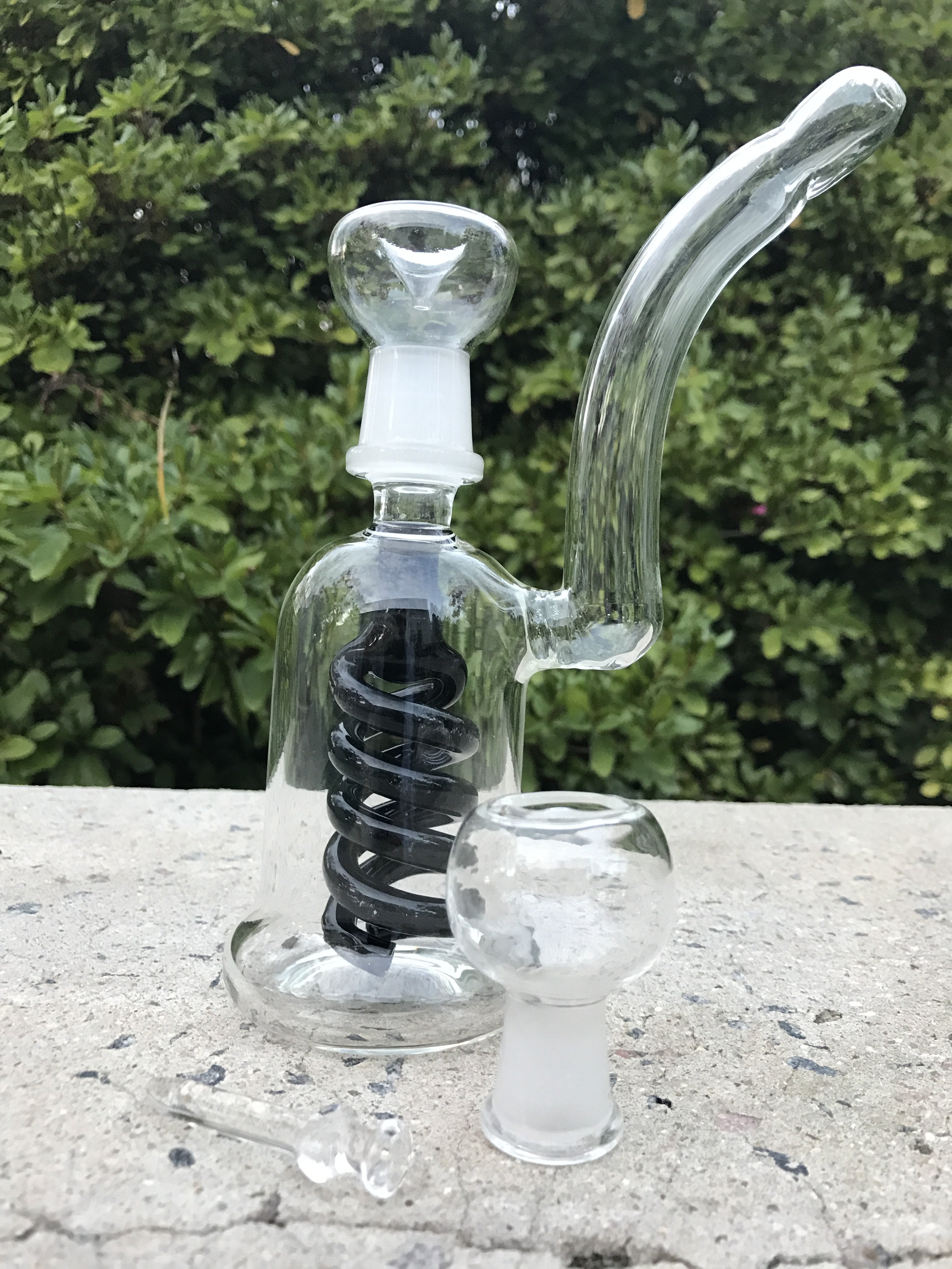 Black Coil Dual Function Oil Rig Glass Bong E1 Fat Buddha Glass