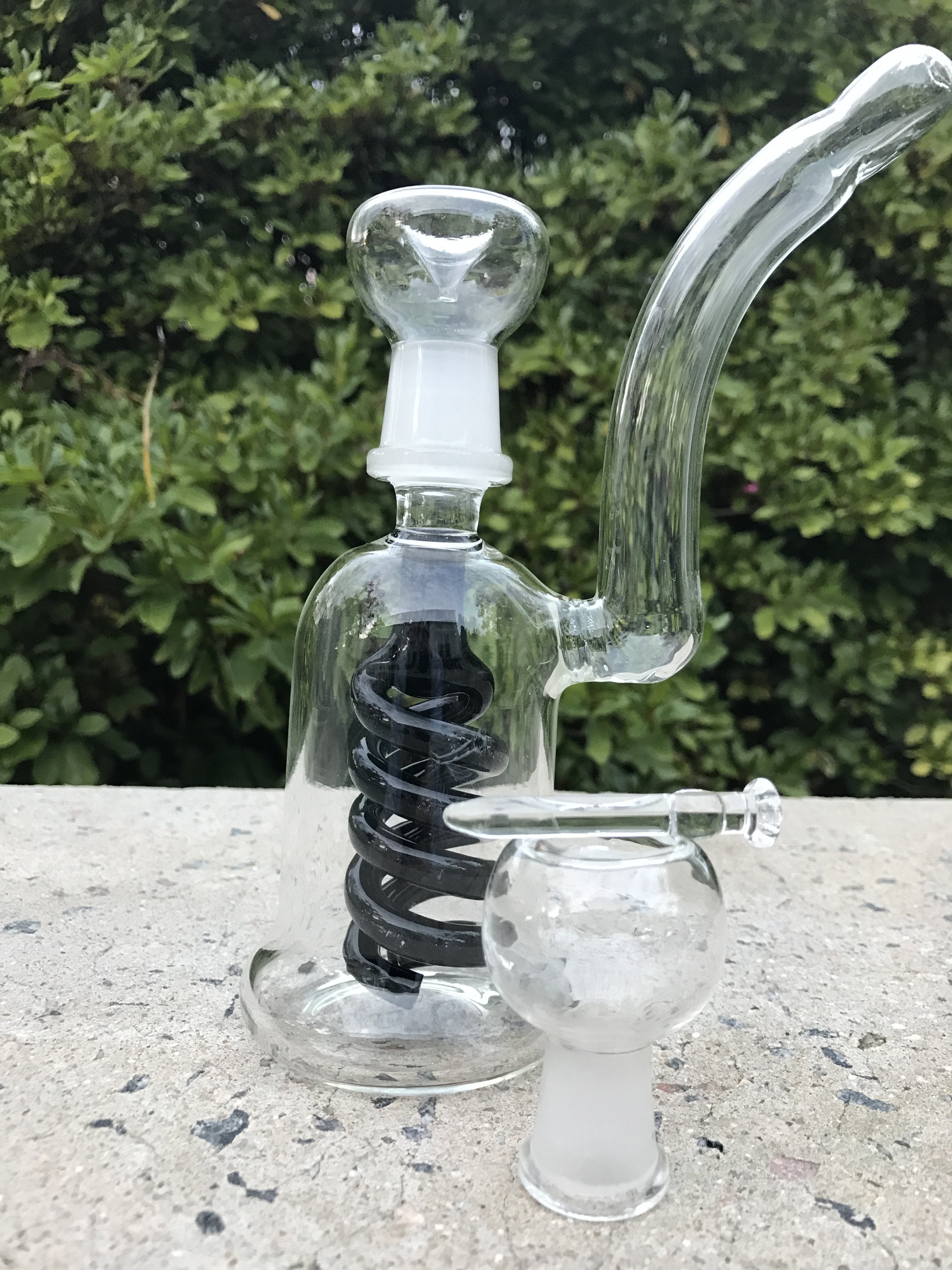 Black Coil Dual Function Oil Rig Glass Bong E1 Fat Buddha Glass
