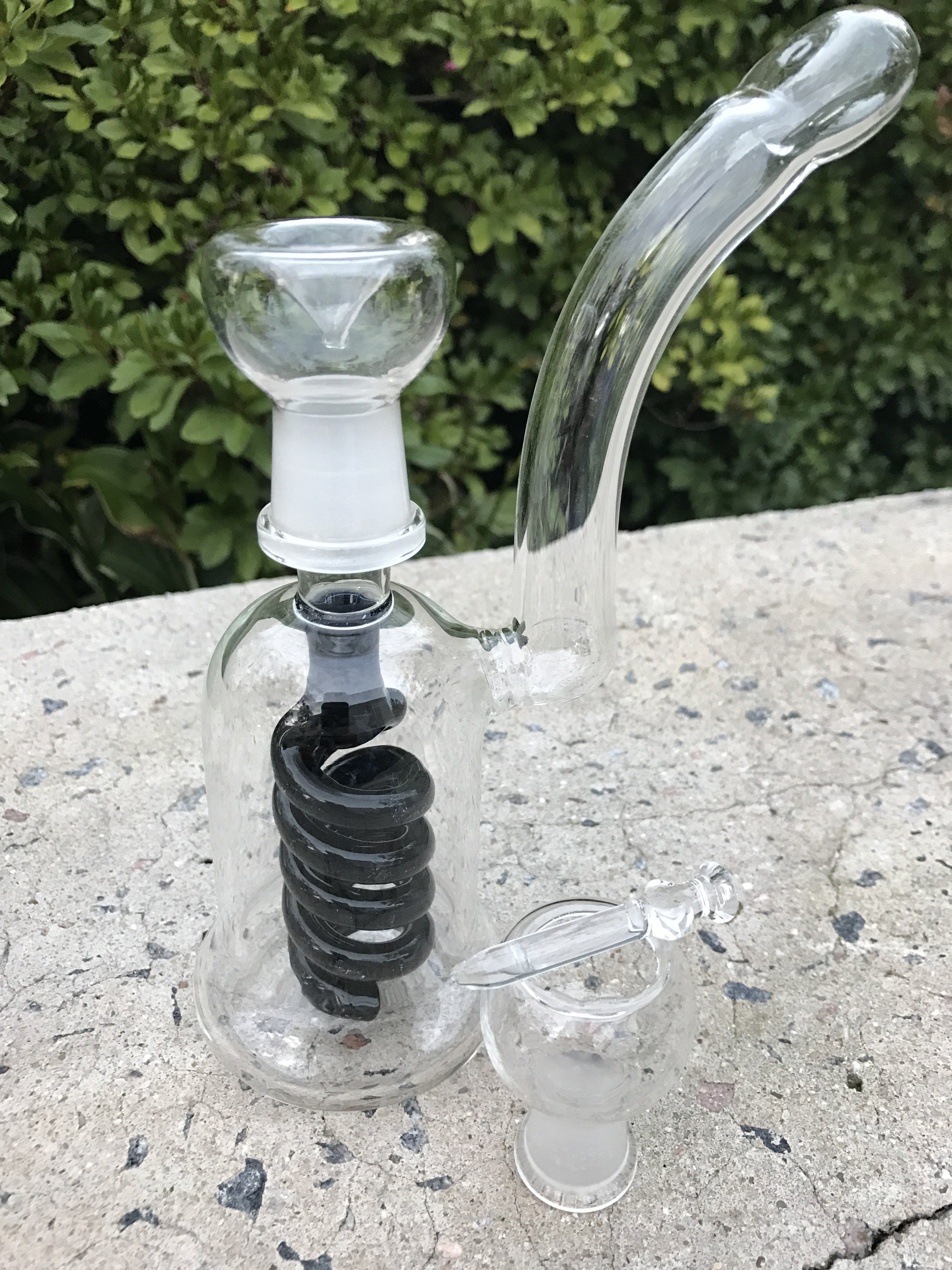 Black Coil Dual Function Oil Rig Glass Bong E1 Fat Buddha Glass