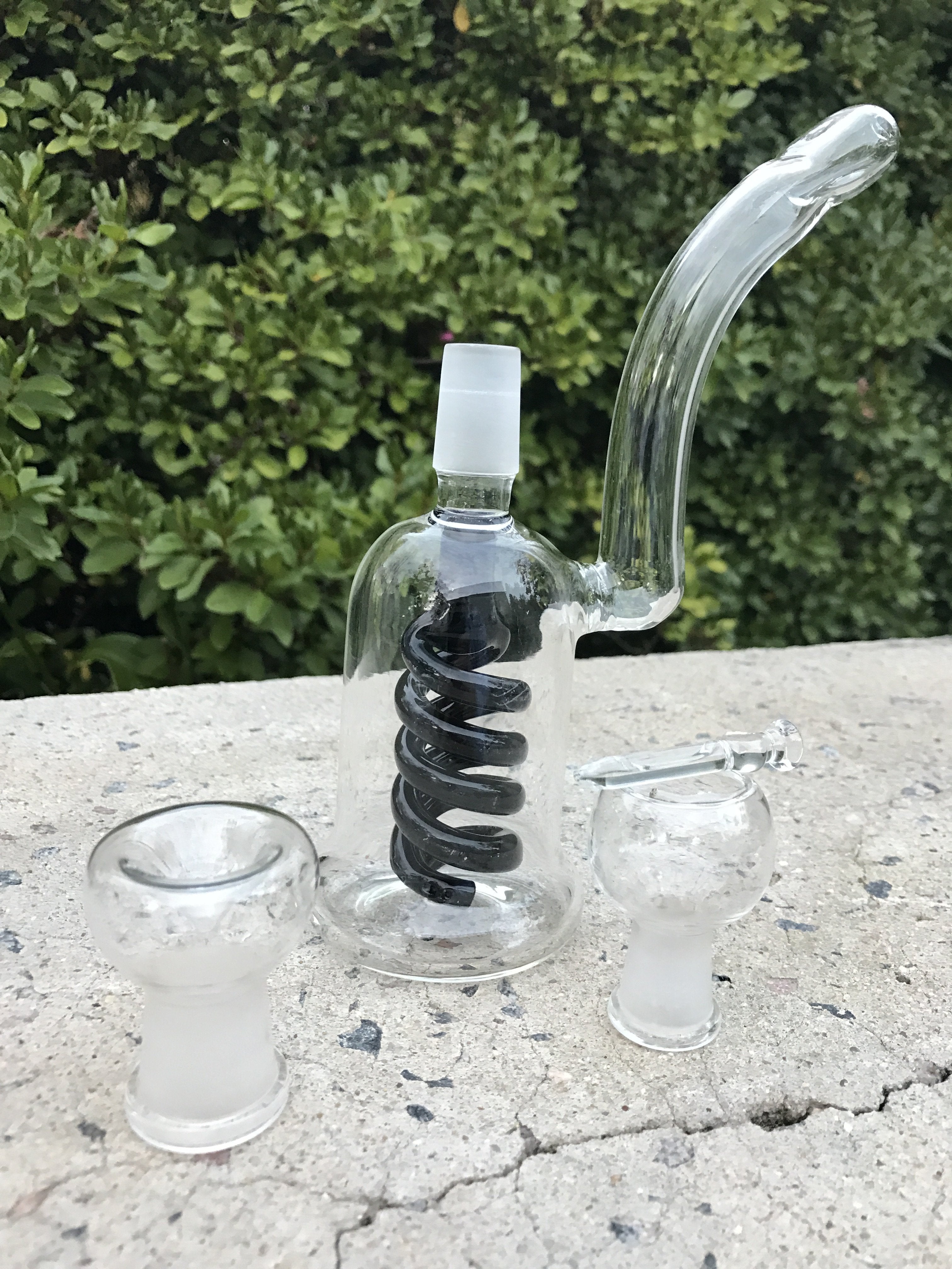 Black Coil Dual Function Oil Rig Glass Bong E1 Fat Buddha Glass
