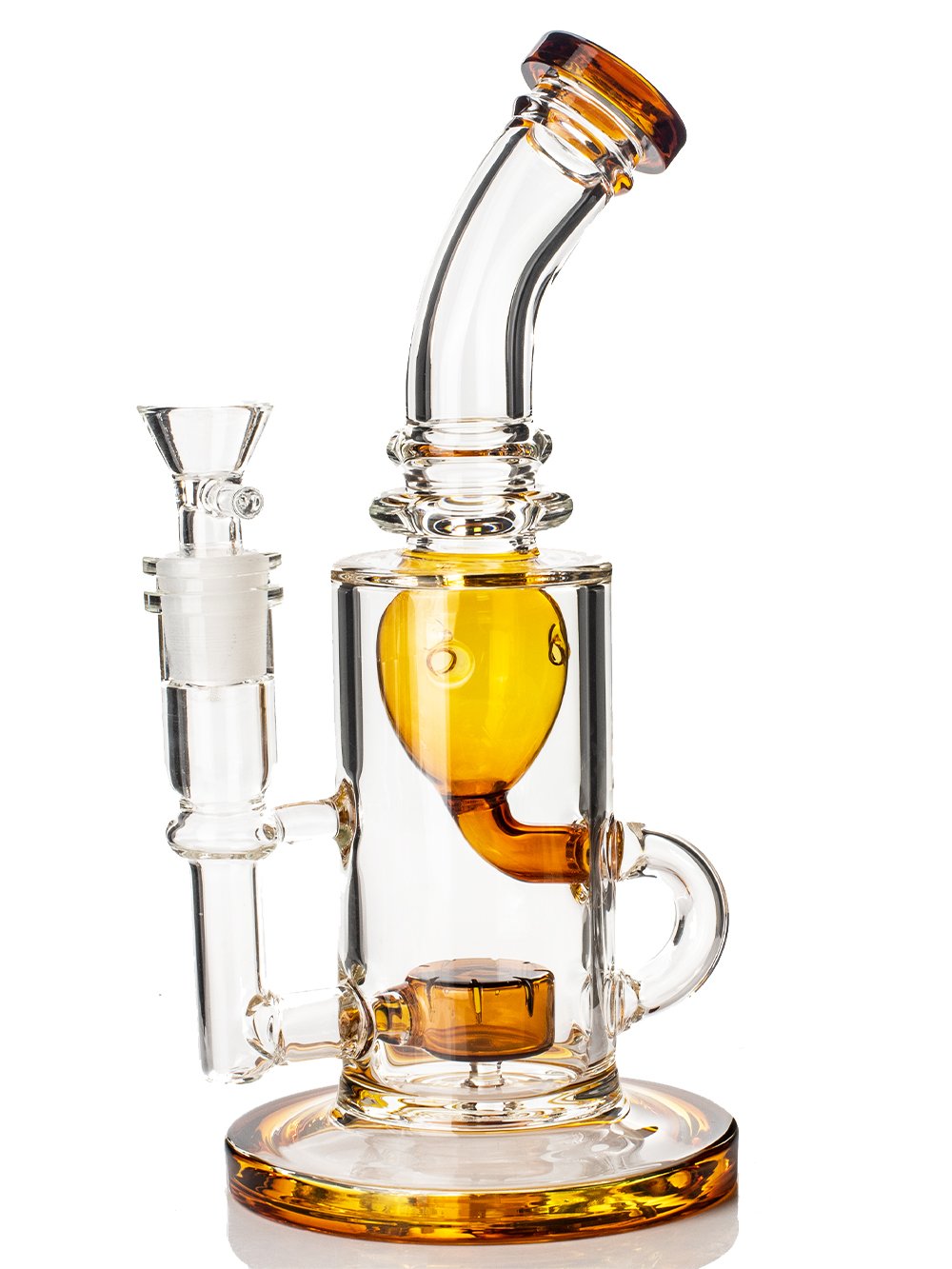 Fat Buddha Glass Bong Amber 9" Tinted Recycler Bong