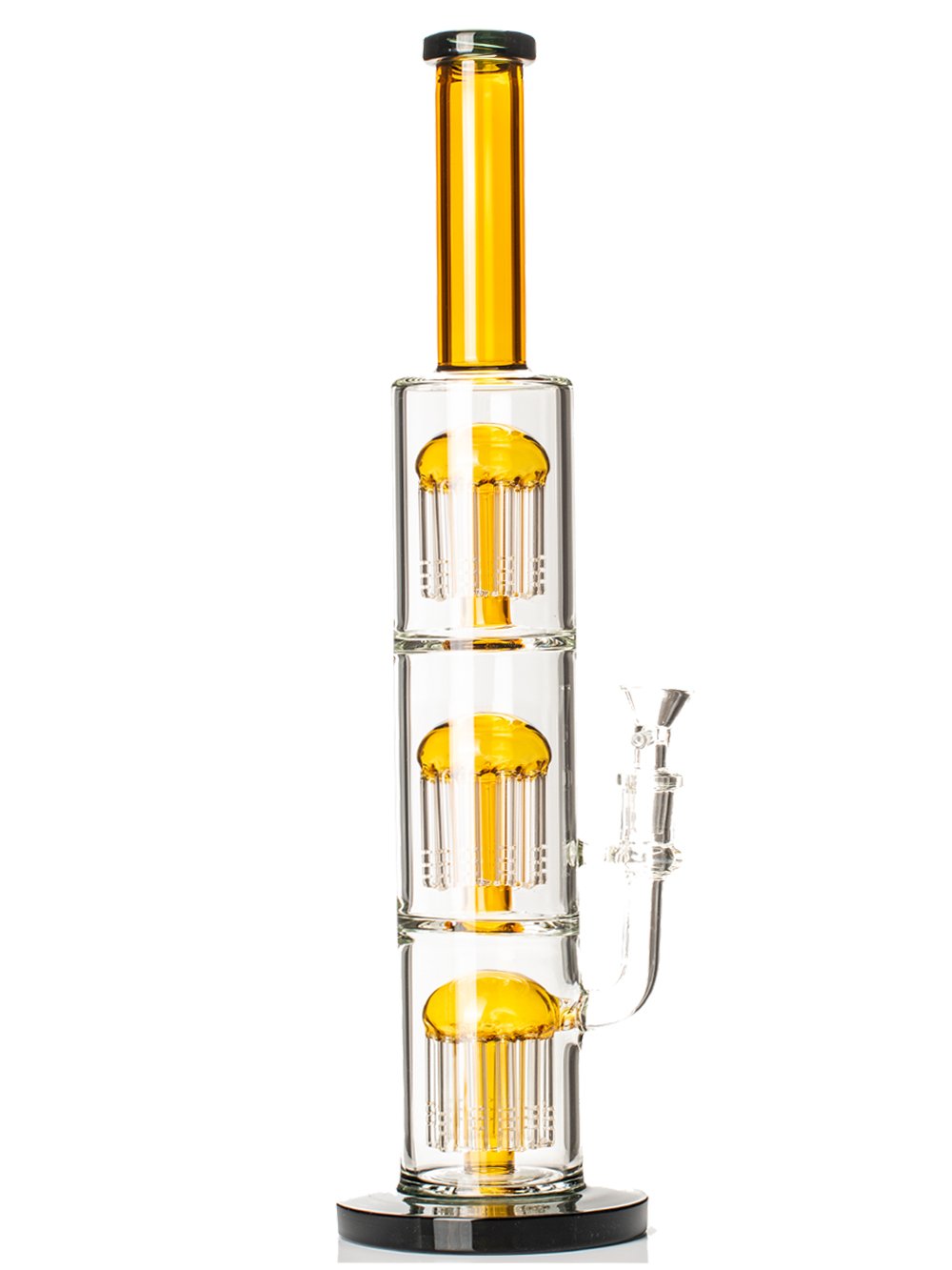 Fat Buddha Glass Bong Amber Triple Shower Perc Bong