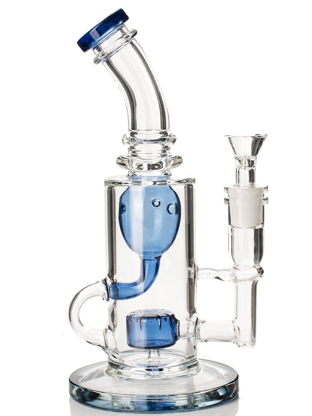 Blue 9" Tinted Recycler Bong Fat Buddha Glass