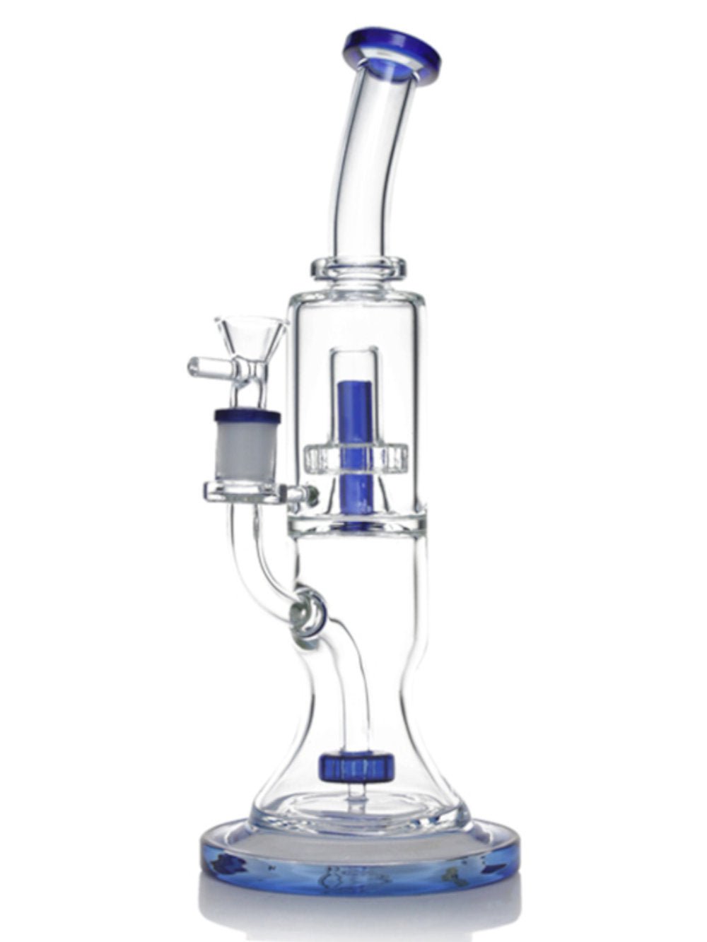 Fat Buddha Glass Bong Blue Double Showerhead Bong