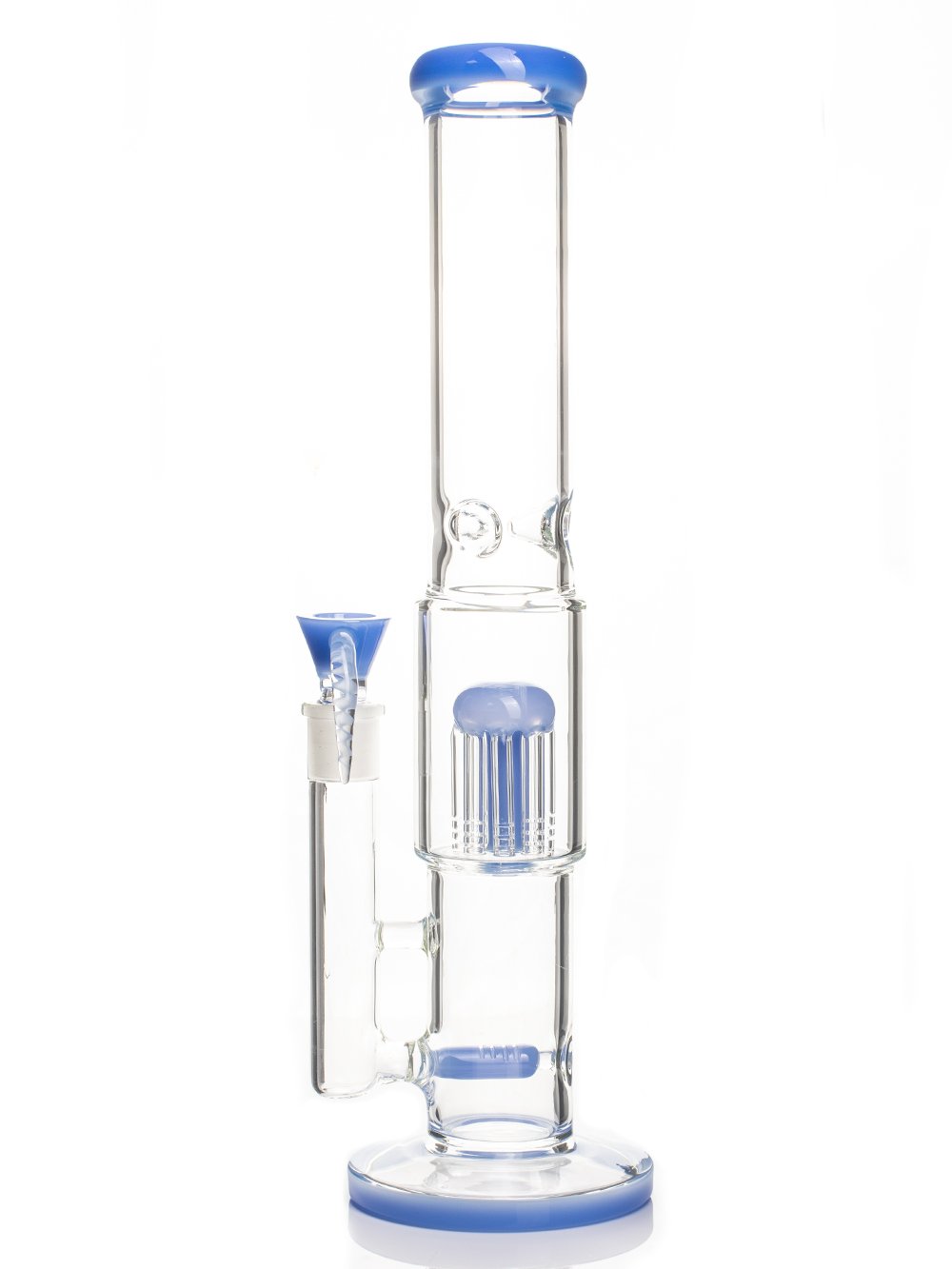 Blue Multi Perc Bong Fat Buddha Glass