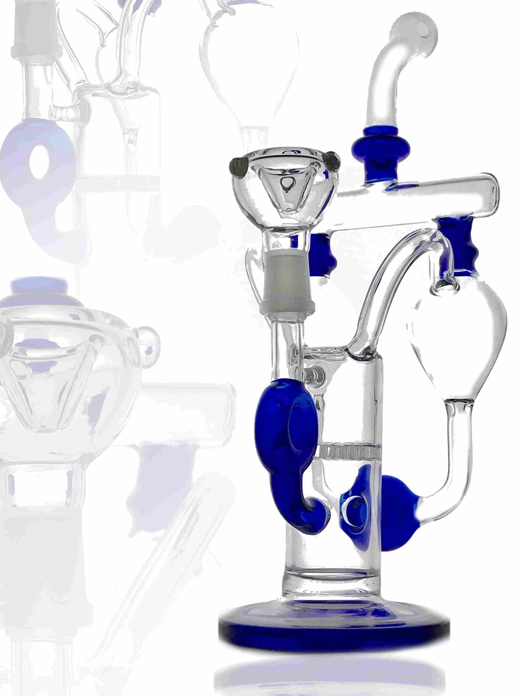 Fat Buddha Glass Bong Double Bubble Recycler Bong