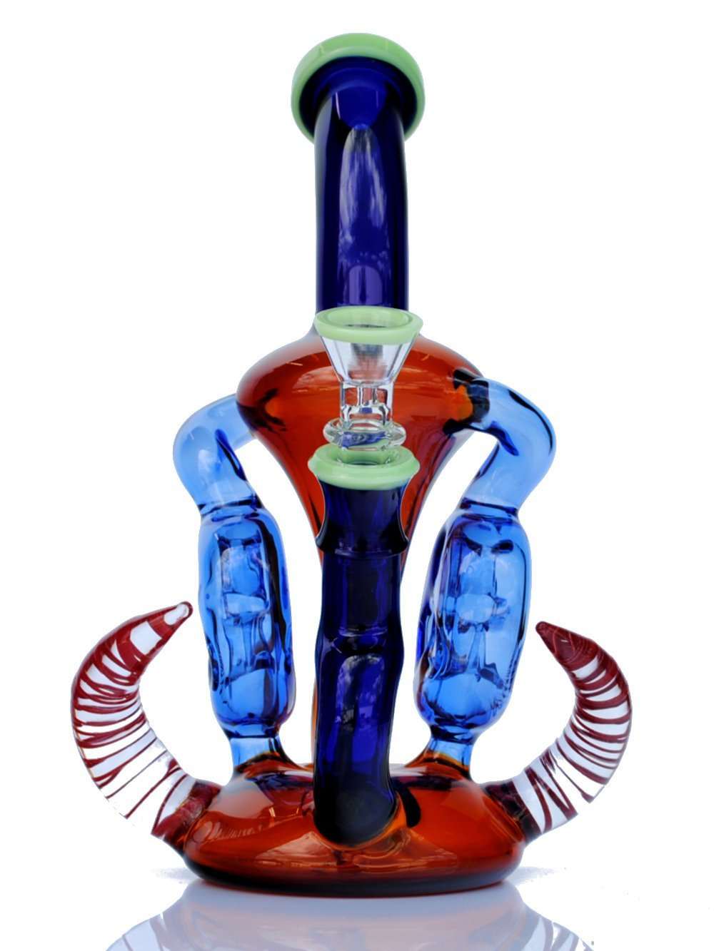 Fat Buddha Glass Bong Double Horn Recycler Bong