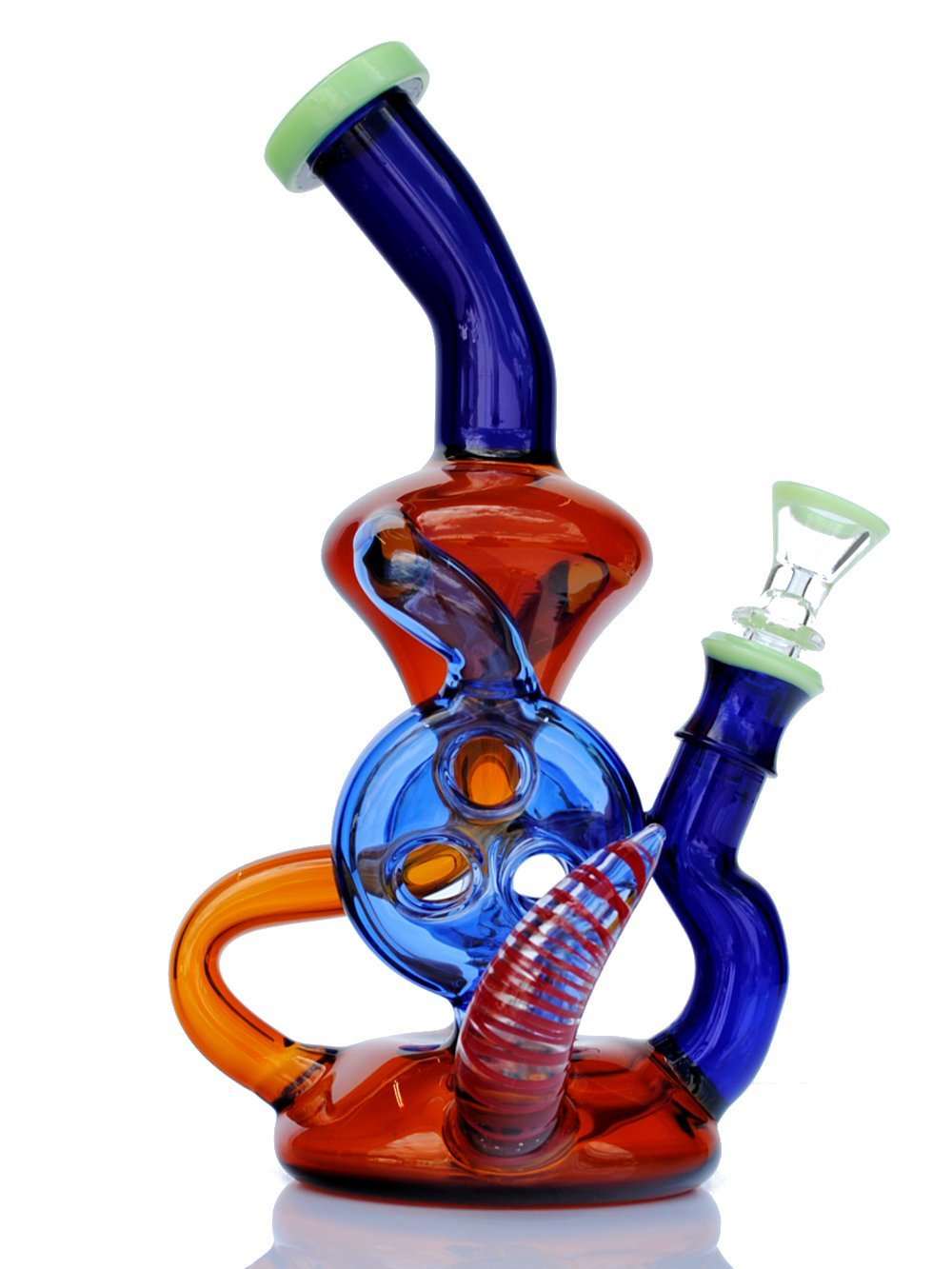 Fat Buddha Glass Bong Double Horn Recycler Bong
