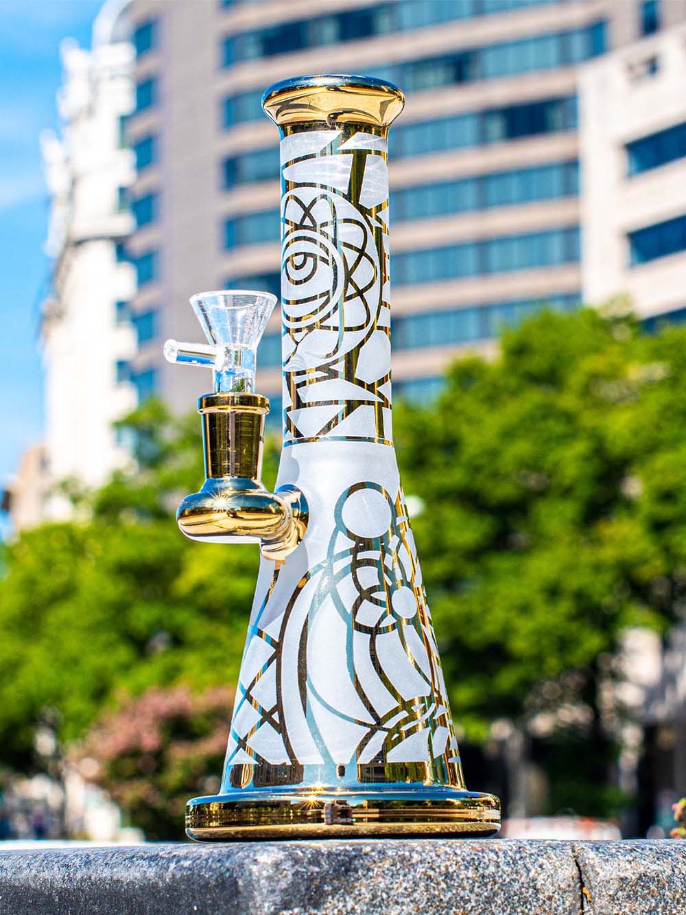 Electroplated & Sandblasted Bong Fat Buddha Glass