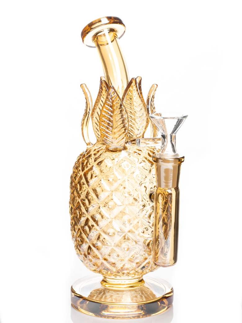 Fat Buddha Glass Bong Gold Pineapple Bong