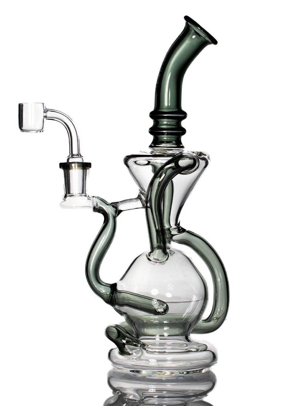 Black Vortex Recycler Rig Fat Buddha Glass
