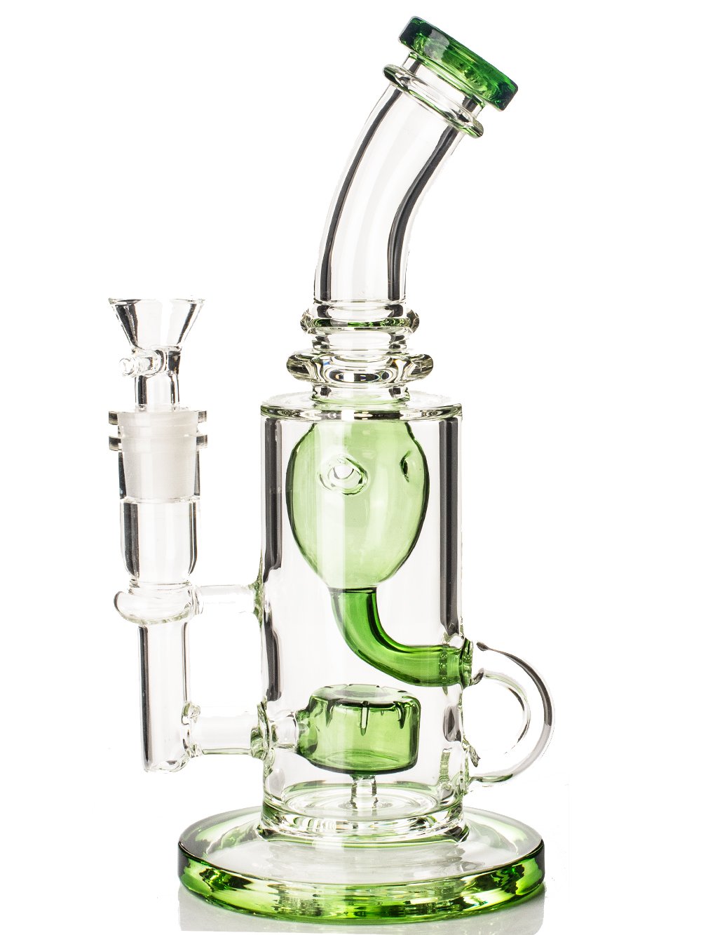 Fat Buddha Glass Bong Green 9" Tinted Recycler Bong