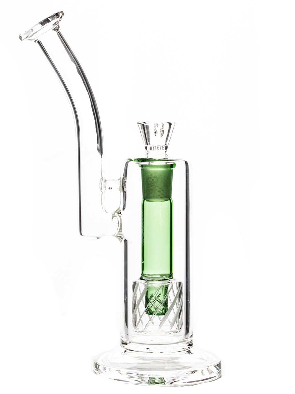 Green Barrel Perc Bong Fat Buddha Glass