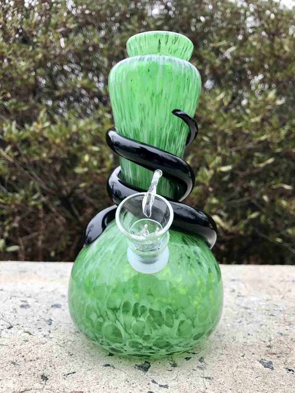 Fat Buddha Glass Bong Green Bong with Wrap