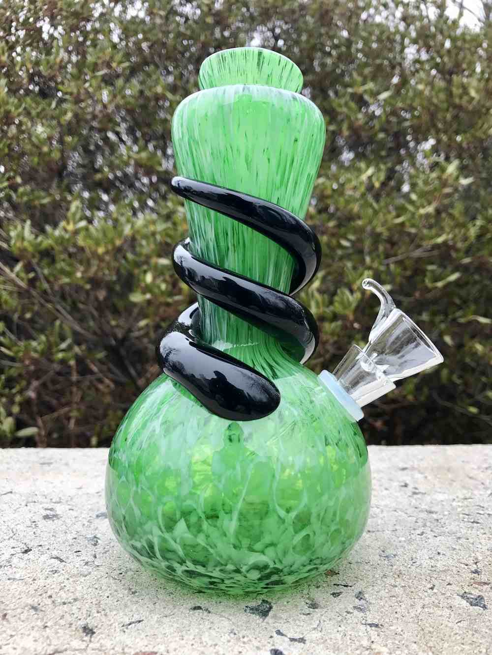 Fat Buddha Glass Bong Green Bong with Wrap