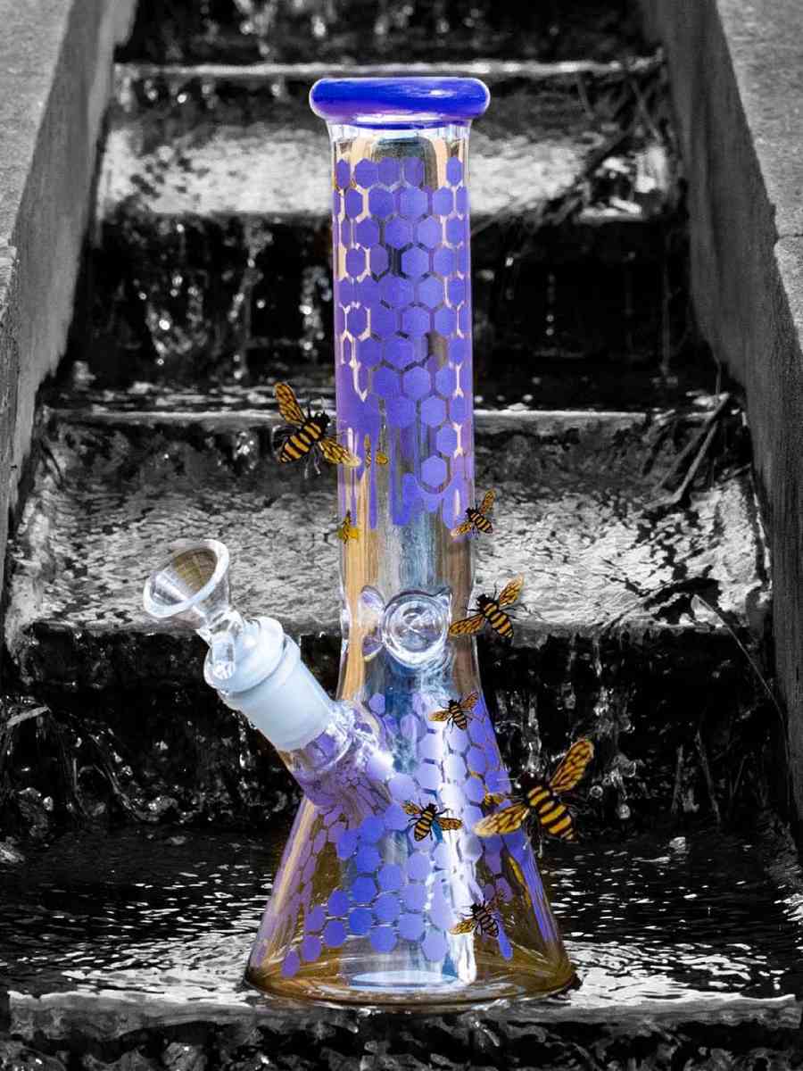 Fat Buddha Glass Bong Honeycomb Beaker Bong