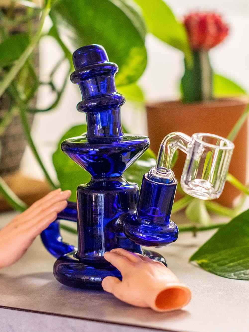 Fat Buddha Glass Bong Klein Recycler with Banger