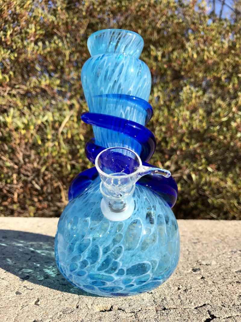 Fat Buddha Glass Bong Light Blue Bong with Wrap