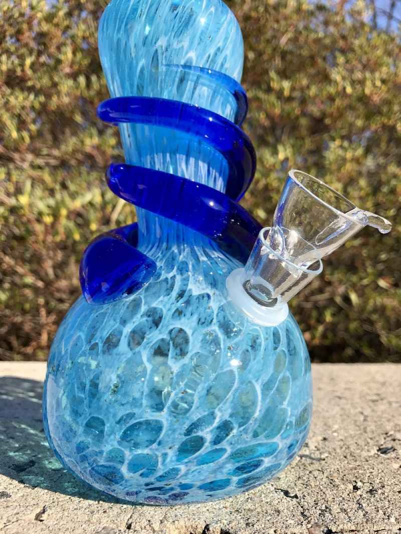 Fat Buddha Glass Bong Light Blue Bong with Wrap