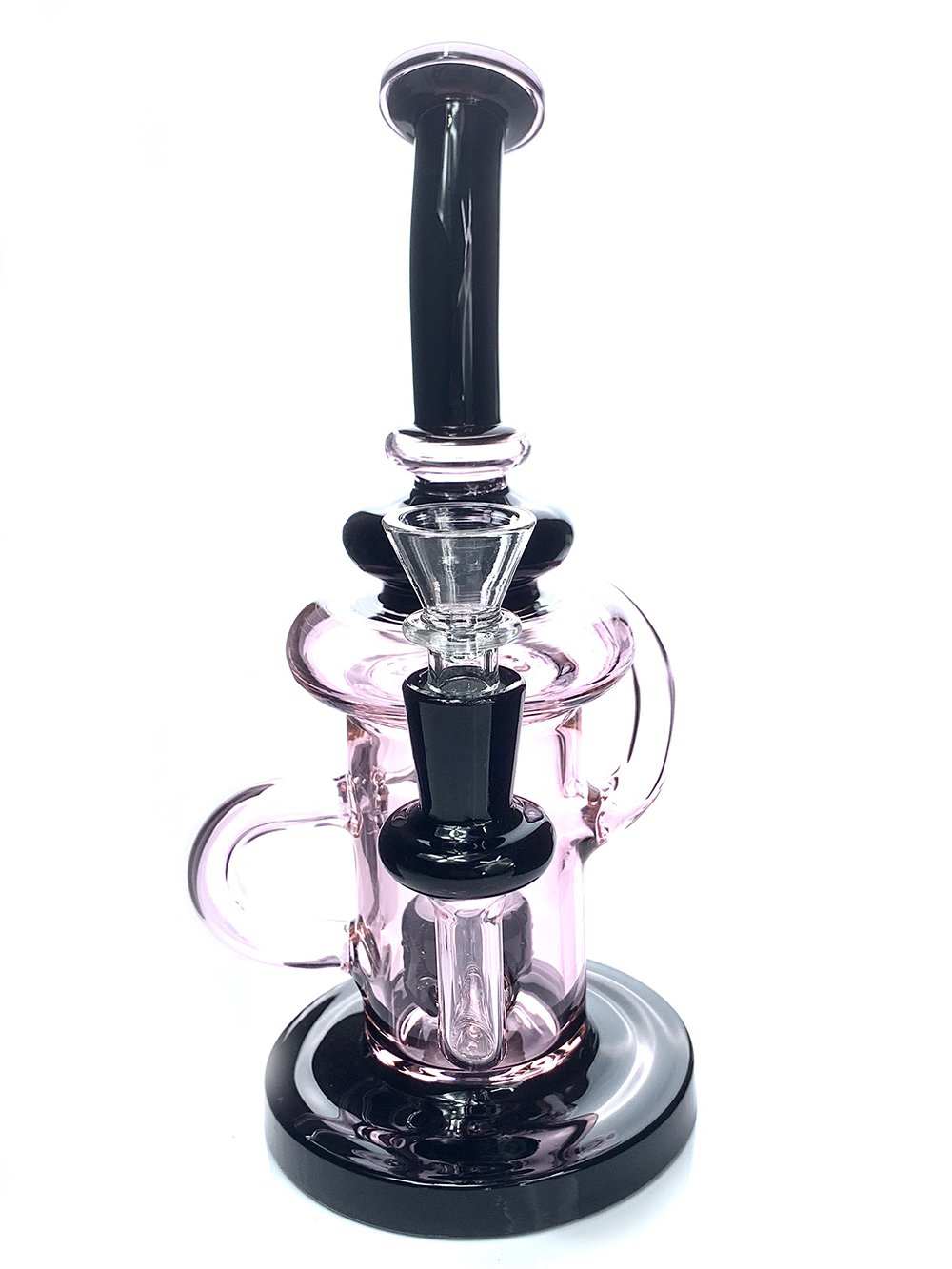 Fat Buddha Glass Bong Pink Disc Perc Lean Back Recycler