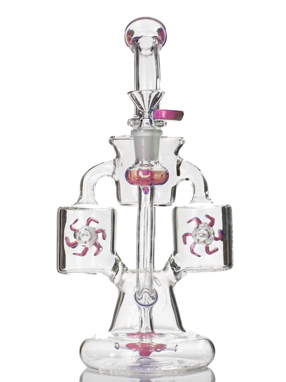 Fat Buddha Glass Bong Pink Water Mill Recycler