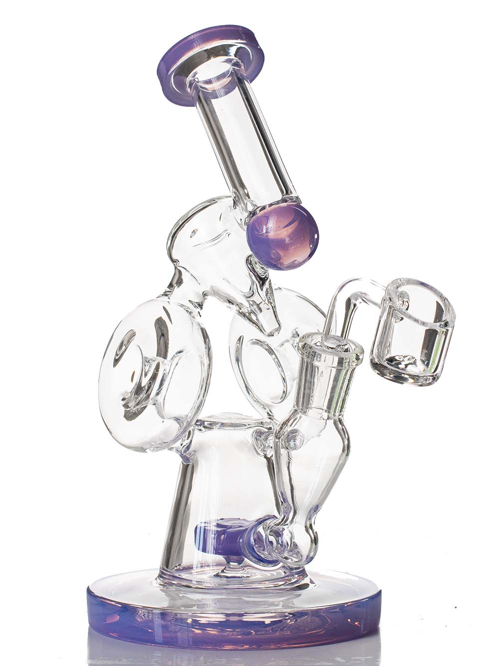 Fat Buddha Glass Bong Purple Double Donut Recycler Rig